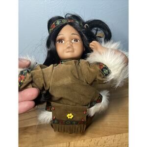 Native American Baby Doll Porcelain Cathay Collection Crawling Indian Papoose